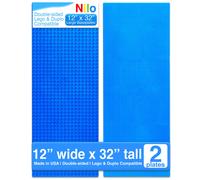 NILO Classic Blue Grundplatten, 2er-Pack, 12 x 32 Zoll, doppelseitige gro e Bauplatten f r Bausteine, 100 % kompatibel mit allen g ngigen Marken