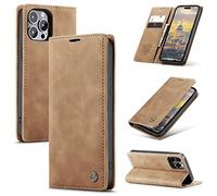 niloucase Custodia per iPhone 14 Flip Caso in PU Pelle Premium Portafoglio Custodia,Supporto Stand,Chiusura Magnetica-Marrone