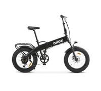 Nilox, Ebike X10, Bici Elettrica Pieghevole, Fino a 70 km di Autonomia, Fino a 25 Km/h, Motore da 36 V/250 W e Batteria 36V-13 Ah, Gomme FAT 20"x4", Cambio a 6 Velocità, Colore Nero