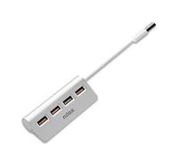 Nilox, Hub USB a 4 Porte, Hub USB 2.0 con Base Antiscivolo, con 4 Ingressi e Velocità di Trasferimento di 480 Mbps, Installazione Immediata Plug&Play, Alluminio