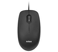 Nilox, Mouse Ergonomico 1600 DPI e Interruttore Meccanico Huano, Mouse USB Cavo 1,45m, 3 Pulsanti, Compatibile con Windows/Linux/Mac, Peso 55gr, Nero