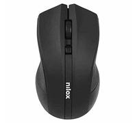 Nilox, Mouse Ottico Wireless 1600 Dpi, Ergonomico con 3 Dpi Regolabili, Ricezione Fino a 10 Metri, Compatibile con Windows, Mac e Linux, Nero