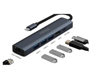 Nilox NXDSUSBC06 docking station per dispositivo mobile Grigio