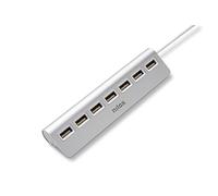 Nilox NXHU7ALU2, Hub USB 2.0 Elegante, Multipresa USB con 7 Porte, Velocità Trasferimento Dati 480 Mbps, Compatto, Leggero, Plug & Play con Base Antiscivolo e Funzione di Carica