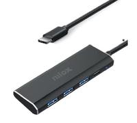 Nilox NXHUBUSBC03 Hub USB con 4 Porte, 3 porte USB 3.0 e 1 porta USB-C, Ideale per Espandere le Porte USB del Device, Compatibilità Universale, Realizzata in Alluminio, Nero