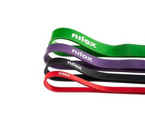 Nilox Set Bande Elastiche, Elastici Palestra con Diversi Livelli di Resistenza, Elastici per Trazioni alla Sbarra, Set Elastici Fitness Uomo e Donna per Smart Workout, Accessori Inclusi