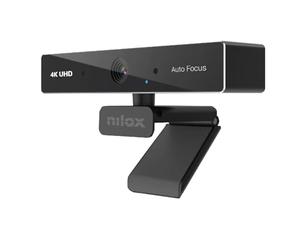 Nilox, Webcam 4K UHD - 30fps con Messa a Fuoco Automatica, Microfono Incorporato, Risoluzione FULL HD, Angolo di visione 80º, Cavo 200 cm, Compatibile con Windows e Mac OS, Plug&Play, Nero