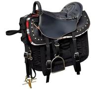 NILoykg& Set da 8 Pezzi per Sella per Cavallo, Kit Completo per Sella con staffe, staffe in Cuoio, sottopancia, Sopracciglia, sottosella, redini e Corda di Piombo,Nero