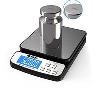 Nilpferd Bilancia digitale per pacchi fino a 50 kg, bilancia postale, bilancia da lettere, bilancia per tutti gli scopi (casa, ufficio, precisione grammatica, batterie incluse (argento)