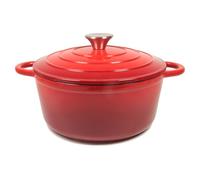 Nilpferd Pentola in ghisa smaltata, Ø 24 cm, in ghisa con coperchio, rotonda, robusta pentola per pane in ghisa per cuocere, rosso, adatta a tutti i piani cottura e a induzione (rosso24)