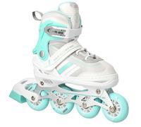 Nils Extreme Pattini in linea 2 in 1 per bambini e adulti, pattini in linea con cuscinetti ACEB7, pattini da ghiaccio per bambini, regolabili 34-38, colore bianco e blu, NH18191