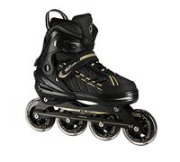 Nils Extreme Pattini in linea da uomo e da donna, ABEC7, misura regolabile (nero/oro, 43-45)