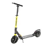 NILS Scooter con supporto - Monopattino con ruote gonfiabili - Monopattino pieghevole in alluminio - Monopattino con freno posteriore manuale - Ruote 200 mm - Grigio e Giallo
