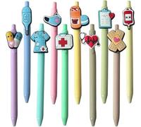 Niltracy Confezione da 10 graziose penne per allattamento con cuore, design a siringa in inchiostro nero, strumenti di scrittura versatili per infermieri, assistenti medici, studenti (medicina)