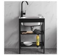 NILZA Lavello Cucina 1 Vasca Lavandino da Esterno Autoportante Lavelli Commerciale, Lavello da Cucina in Acciaio Inox Lavatoio da Esterno con Staffa (Size : 38x32cm(15x13in))
