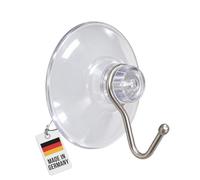 NIMA PARTS Ganci a ventosa, trasparenti, 10 pezzi, prodotti in Germania | Ventose in plastica con ganci in metallo zincato, circa 40 mm di diametro, per vetro, specchi e piastrelle, senza foratura