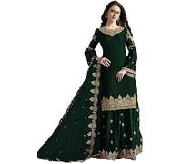 Nimbark Indiano pakistano pronto da indossare abito da sposa stile palazzo Salwar per le donne, Verde 1, Medium