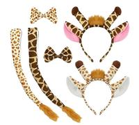 NimblusToy 2 Sets Giraffa Costume, Costumi Animali Giraffa Orecchie Fascia Bowtie Coda per Adulto Bambini Animali Dress Up Carino Costume per Donne Ragazze Carnevale Halloween Cosplay