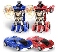 NimblusToy Robot Toy Car, Veicolo Giocattolo con Robot in Collisione per Bambini, Auto Giocattolo di Inerzia di Attrito dei Bambini, 2 in 1 Toy Cars Regalo di Compleanno - 2 PCS