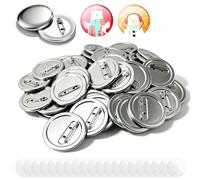 Nimblyne Set di 100 pezzi di bottoni in metallo: 58 mm antiruggine Blank Button Badge Parts with Metal Shell and Transparent Film Empty Buttons Badge, Metal Button Bohlings per distintivi