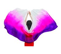 Nimiman Velo da donna per danza del ventre in 100% vera seta, colore graduale, per adulti, taglia unica, colore bianco e viola