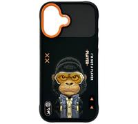 NIMMY Friends Cool & Cute 2.0 Gorilla Custodia per cellulare con magnete per iPhone 17 da 6,3 pollici, nero e arancione - N-KMLL-IP17-016