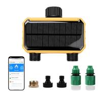 Nimomo Solare Centralina Irrigazione WiFi 2 Vie, Solare Smart WiFi Water Timer, Telecomando WiFi per controllo automatico dell'irrigazione solare