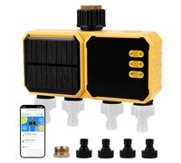 Nimomo Solare Centralina Irrigazione WiFi 4 Vie, Solare Smart WiFi Water Timer, Telecomando WiFi per controllo automatico dell'irrigazione solare