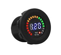 Nimomo Voltmetro Digitale a LED, Misuratore di Tensione, 12V Led Rilevatori Colorato Display Digitale Impermeabile Calibro per Auto Moto, Nero