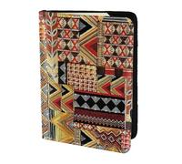 NImongt African Textile Patchwork Stampa Elegante Passaporto 5.5 "Documento di Viaggio per Uomini Donne Business Leisure Viaggi Portafoglio, Nero , Taglia unica