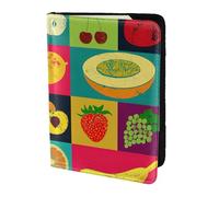 NImongt Art Style Fruit Print Elegante Passaporto 5.5 "Documento di Viaggio per Uomo Donna Business Leisure Viaggi Portafoglio, Nero , Taglia unica