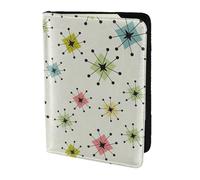 NImongt Atomic Stars Retro Pattern Print Elegante passaporto 5.5 pollici documento di viaggio per uomo donna Business Leisure Viaggi Portafoglio, Nero , Taglia unica