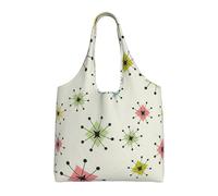 NImongt Atomic Stars Retro Pattern Print Unisex Oversize Canvas Tote Bag riutilizzabile leggera borsa a tracolla shopping