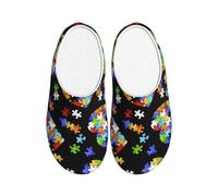 NImongt Autismo Consapevolezza Puzzle Pezzi Cuore Stampa Indoor Calzature Lavabile Pantofole per le Donne Uomini Carino Elegante Hotel scarpe per gli ospiti