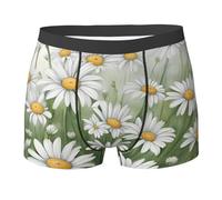 NImongt Biancheria intima respirabile bianca degli uomini della stampa della margherita degli slip della biancheria intima di allungamento comoda, Nero , M