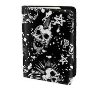 NImongt Bianco Punk Skull Print elegante passaporto 5.5 pollici documento di viaggio per uomo donna Business Leisure Viaggi Portafoglio, Nero , Taglia unica