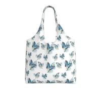 NImongt Blue Butterfly On Blossom Flower Print Unisex Oversize Canvas Tote Bag riutilizzabile leggera borsa a tracolla shopping