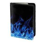 NImongt Blue Flame Print Elegante passaporto 5.5 pollici documento di viaggio per uomo donna Business Leisure Viaggi Portafoglio, Nero , Taglia unica