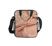 NImongt Borsa porta pranzo trasparente con stampa glitter oro rosa per scuola, ufficio, viaggi, spiaggia