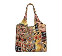 NImongt Borsa tote in tela oversize unisex con stampa patchwork africana in tessuto riutilizzabile leggera borsa a tracolla shopping