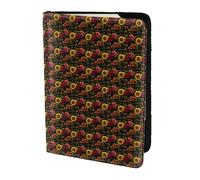 NImongt Cartella portadocumenti da viaggio con stampa di girasole e rose, 14 cm, per uomo e donna, per viaggi d'affari e tempo libero, Nero , Taglia unica