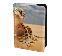 NImongt Cartella portadocumenti da viaggio con stampa leopardata e geco, elegante, da 14 cm, per uomo e donna, per viaggi d'affari e tempo libero, Nero , Taglia unica