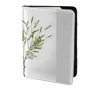 NImongt Cartella portadocumenti da viaggio per uomo e donna con stampa di ramoscello verde naturale bianco (1) elegante passaporto da 14 cm, Nero , Taglia unica