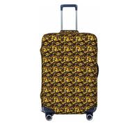 NImongt Copertura elastica universale per valigia, colore giallo senape e nero, accessorio per bagagli, vacanze, spiaggia, viaggi d'affari, Nero , S, Bagaglio a mano