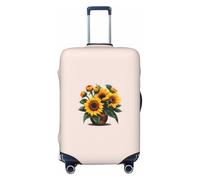 NImongt Copertura elastica universale per valigia, con stampa di girasoli e rose, accessorio per bagagli, vacanze, spiaggia, viaggi d'affari, Nero , S, Bagaglio a mano