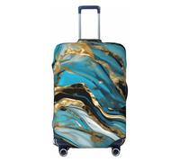 NImongt Copertura elastica universale per valigia, con stampa marmorizzata blu turchese e oro, accessorio per bagagli, vacanze, spiaggia, viaggi d'affari, Nero , XL, Bagaglio a mano