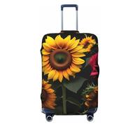 NImongt Copertura elastica universale per valigie con stampa di girasoli e rose, accessorio per bagagli, vacanze, spiaggia, viaggi d'affari, Nero , M, Bagaglio a mano