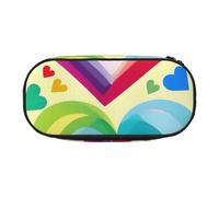 NImongt Cuori in colori arcobaleno stampa elegante astuccio portapenne forniture scolastiche trucco stoccaggio viaggio ufficio classe uso, Nero , Taglia unica, Organizer per borse