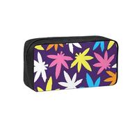 NImongt Custodia per penne unisex con stampa colorata luminosa con motivo di erbacce e accessori per cancelleria di grande capacità, organizer da viaggio per ufficio