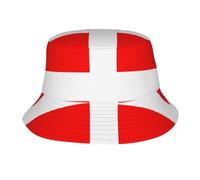 NImongt Danimarca Bandiera Danese Stampa Unisex Bucket Cap Donne Uomini Protezione Solare Cappello Spiaggia Cappelli Pesca Escursionismo Caps Nero